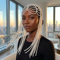 New Arrival Pearl Beaded Hollow Out Tassel Headband Forehead Decor Headwear Daily Style Hot Style Hair Accessories