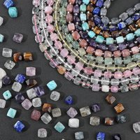 8/10/12mm Raw Faceted Stone Bead Quartz Amethysts Amazonite Cube Loose Mineral Beads For Jewelry DIY Necklace Bracelet 5pcs/lot