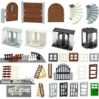 MOC City Friends House Parts Fence Stairs Ladder Gate Building Blocks Door Window Figures Garden Leduo DIY Accessories Bricks
