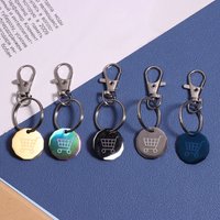 1PCS Cart Token Pendant Keyring Trolley Metal Coin Small Shopping Stainless Steel Keychain DIY Accessories