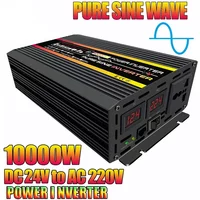 LCD Display Solar Power Inverter 12V 24V to 110V/220V Pure Sine Wave Voltage Transformer Car Charge Converter 8000/10000W