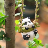 Swing Panda Statue, Hanging Animal Ornament, Swinging Kitten Puppy Koala Figurine for Lawn Garden Courtyard Terrace Patio Tree