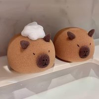 Capybara Shaped Bath Sponge Soft Foam Back Scrubber, Gentle Exfoliating Massage Cleaning Tool for Kids