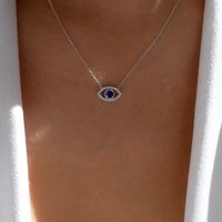 Turkish Crystal Evil Eyes Pendant Necklace For Women Gold Color Plated Micro Paved CZ Clavicle Chains Necklace Men Jewelry