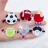 10Pcs Acrylic rugby football badminton racket charm For Bracelet Key Chain Necklace Pendant DIY Jewelry Making Accessories