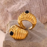 Women's Stainless Steel Rings 18K Gold Plated Waterproof Goth Chunky Ring For Women Golden Silver Color Open Ring Woman Jewelry