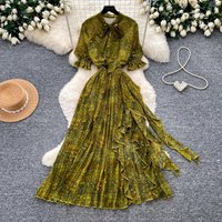 Long Dress Women Dresses A Line Vestidos Y2k Streetwear Short Sleeve Print Ruffles Tight Waist Elegant Party Night Work 2026