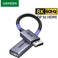 UGREEN Displayport 1.4 DP to HDMI Adapter 8K 60Hz Converter,Uni-Directional Display Port to HDMI Converter VRR HDR HDCP2.3 0.2m