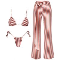 Striped 3Pcs Bikinis Sexy Women Swimsuits Female Push Up Swimwear Micro Bikini Set Bathingsuit Swim Suit Beachwear Print Biquini