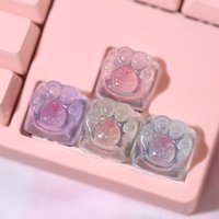 4Pcs New Hot Sale Translucent Cat Claw Keycap Cross Axis Mechanical Keyboard Keycap Decoration Diy Handmade Gifts for Girls