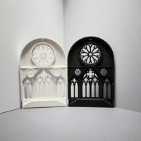 Gothic Window Frame, Miniature European Style Architecture Accessory for Dollhouse Diorama & Scene Decoration