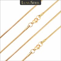 LUXUSTEEL Stainless Steel Round Snake Chain Necklace For Women Men Gold Color Twist Rope Long Collar High Polished No Fade 1-5mm