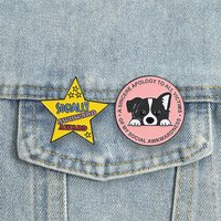 Social Awkwardness Enamel Pins Socially Awkward Award Star Brooches Lapel Badge Introvert Dog Jewelry Gift for Friends