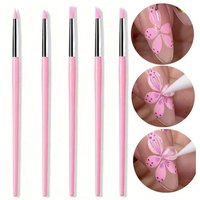 5Pcs Pack Silicone Nail Pen Brush UV Gel Carving Dotting Gel Mixing Stick 3D Image DIY Brushes Perfect for Professional Manicure