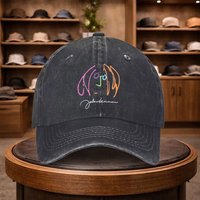 A Men'S John Lennon Colorful Abstract Line Art Baseball Cap, Adjustable for Outdoor Fashion. It'S a Lightweight And Stylish Flat