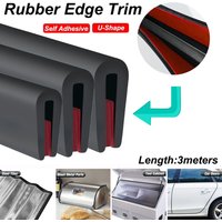 New 3 Meters Self Adhesive Rubber Edge Trim Edge Protector for Sheet Metal EPDM Material Black U-Shape Edge Trim 3 Sizes