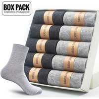 Box Pack Men's Cotton Socks 10Pairs/Box Black Business Men Socks Soft Breathable Summer Winter for Man Boy's Gift Size EUR39-45
