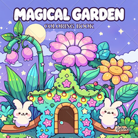 MAGICAL GARDEN Coloring Book for Adults Featuring Cartoon Bold-easy Patterns for Relaxation Kids DIY Painting Drawing Books