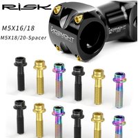 6pcs/bag RISK Bike Stem Bolts Bicycle Handlebar Fixing Screws Titanium Alloy M5x16 M5x18 M5X20 Wish Washers Hex Socket Head