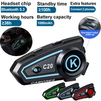 Casque de moto sans fil Bluetooth 5.3 + EDR, étanche, mains libres, appel mains libres, anti-interférence, écouteurs