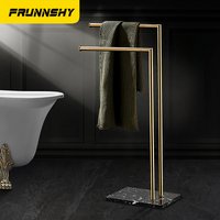 Floor Standing Marble Stone Base Luxury Hotel Towel Rack Holder Towel Storage Shelf Brush Gold Towel Bar FR1052