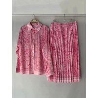 Design a retro geometric printed straight leg shirt two-piece set for spring and summer women's wear+loose plus size skirt set