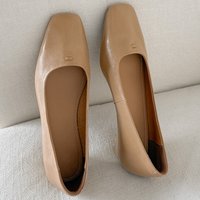 Women's sheepskin square toe slip-on flats 2cm wedge low heel casual female high quality soft comfortable daily walk shoes woman