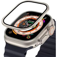 Metallstoßstange + gehärtetes Glas für Apple Watch Ultra 49 mm, Zubehör, Displayschutzfolie, kratzfest, HD-Vollfilm, iWatch Ultra 49 mm