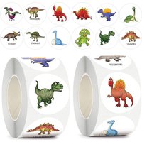 100-500pcs 1'' Round Dinosaur Stickers for Teacher Reward Stickers School Supplies Animal Incentive Roll Sticker for Home