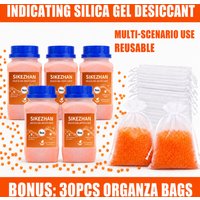 Reusable Orange Indicating Silica Gel Desiccant Beads Moisture Absorber Dehumidifier with Organza Bags for Camera Clothe Storage