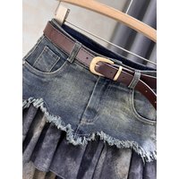 Harajuku Y2k Kawaii Hot Girl Denim Skirt College Style Women Pleated Skirt Jeans Casual High Waist Mini A-line Short Skirt