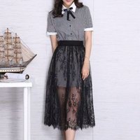 Soft Flower Lace Underskirt Slips 75cm Cheongsam Safety Skirt Petticoat Hight Waist Loose Mesh Underskirt Slips Dress Female