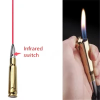 Creative Bullet Shape Lighter with Red Laser โ Refillable Windproof Butane Flame Metal Cigarette Lighter for Men