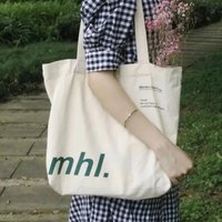 Korean Ins Wind Simple Casual Canvas Bag Students Classes Large Capacity Letter Shoulder Canvas Bag Fashion Shoulder Bag Women