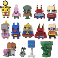 Bricklink MOC Cartoon SpongeBobed Anime Figures Brickheadz Collection Sets Building Blocks Educational Toys Kid Christmas Gift