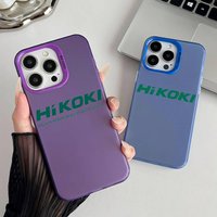 1PC luxury Fashion H-HiKOKI Phone Case For iPhone 16 15 14 13 12 11 Pro Max Independent Metal Button Electroplating Mobile