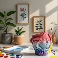 Girl Flower Pot Cement Aromatherapy Gypsum Cup Mold DIY Epoxy Resin Storage Cup Flower Pot Decoration Silicone Mold