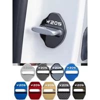 4PCS for Mercedes Benz W205 Logo C Class Car Door Lock Covers Anti-rust Case Stainless Steel Protect Buckle Stickers Accessories