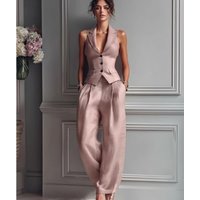 Summer New Fashion Single-breasted Sleeveless Top + Trousers 2-piece Set Women's 2026 Slim Vest Suit Collar Trousers Office Suit