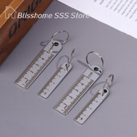 【S】2Pcs Stainless Steel Mini Ruler With Keychain - Measuring Tool For Office And School Supplies (Anti-loss Measuring Ruler)