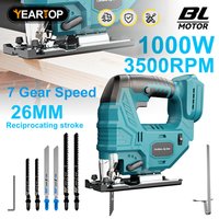 7 Gear Brushless Electric Jig Saw Curve Saw Multi-Function Cutting Woodworking Pipes Wood Cutting Power Tool For Makita Battery