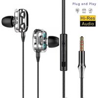 Universal 3.5mm Wired Headphones Noise Canceling In-Ear Sports Earphone Dual Driver Gaming Headset HiFi Music Earbuds With Mic
