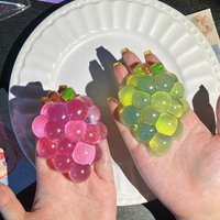 Transparent Grape Cluster Squishy Toy Crystal Jelly Soft Fidget Toy Stress Relief ASMR Decompression Desktop Prank Ornament