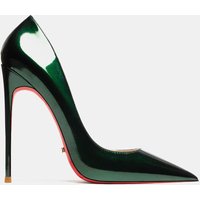Chaussures à talons hauts élégantes en cuir véritable pour femmes, chaussures à bout pointu, sexy, classiques, à semelle rouge, escarpins pour femmes, chaussures de bal pour femmes