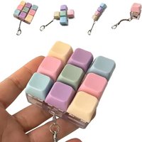 Macaron Keyboard Style Fidget Keychain Push Buttons Stress Relief Toy For Adults Kids Anti-Anxiety Sensory Toy Party Gift