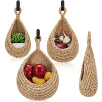 Handwoven Hanging Wall Vegetable Fruit Basket Organizer Container Decor for Kitchen Garden Mount Wall Plant Flower Onion Storage