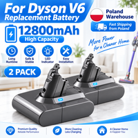 12800-mAh-Lithium-Ionen-Ersatzakku, kompatibel mit dem kabellosen Dyson V6-Staubsauger, wiederaufladbarer Akku mit hoher Kapazität und Mehrfachschutzsystem.