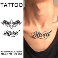 Wing and Blessed, 1Pc Waterproof Temporary Tattoo Stickers, Long-lasting Waterproof for One to Two Weeks, For Arm, Leg.