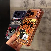 Work Explosion Cat Case For Samsung Galaxy S26 Edge S24 S25 Ultra S23 Plus S24FE S25FE Soft Shockproof Transparent Cover