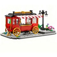 594PCS Popcorn Wagon MOC streetview Holiday Puzzles Sets Architecture Creative Assembly Christmas Birthday Toy Gift for Kid Ages